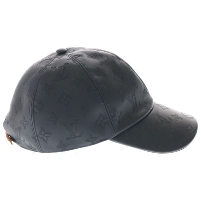 Louis Vuitton Monogram Shadow Leather Baseball Cap Hat Black — view 3