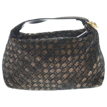 Bottega Veneta Intrecciato Lame Handbag Pouch Case Black Gold Leather — view 2
