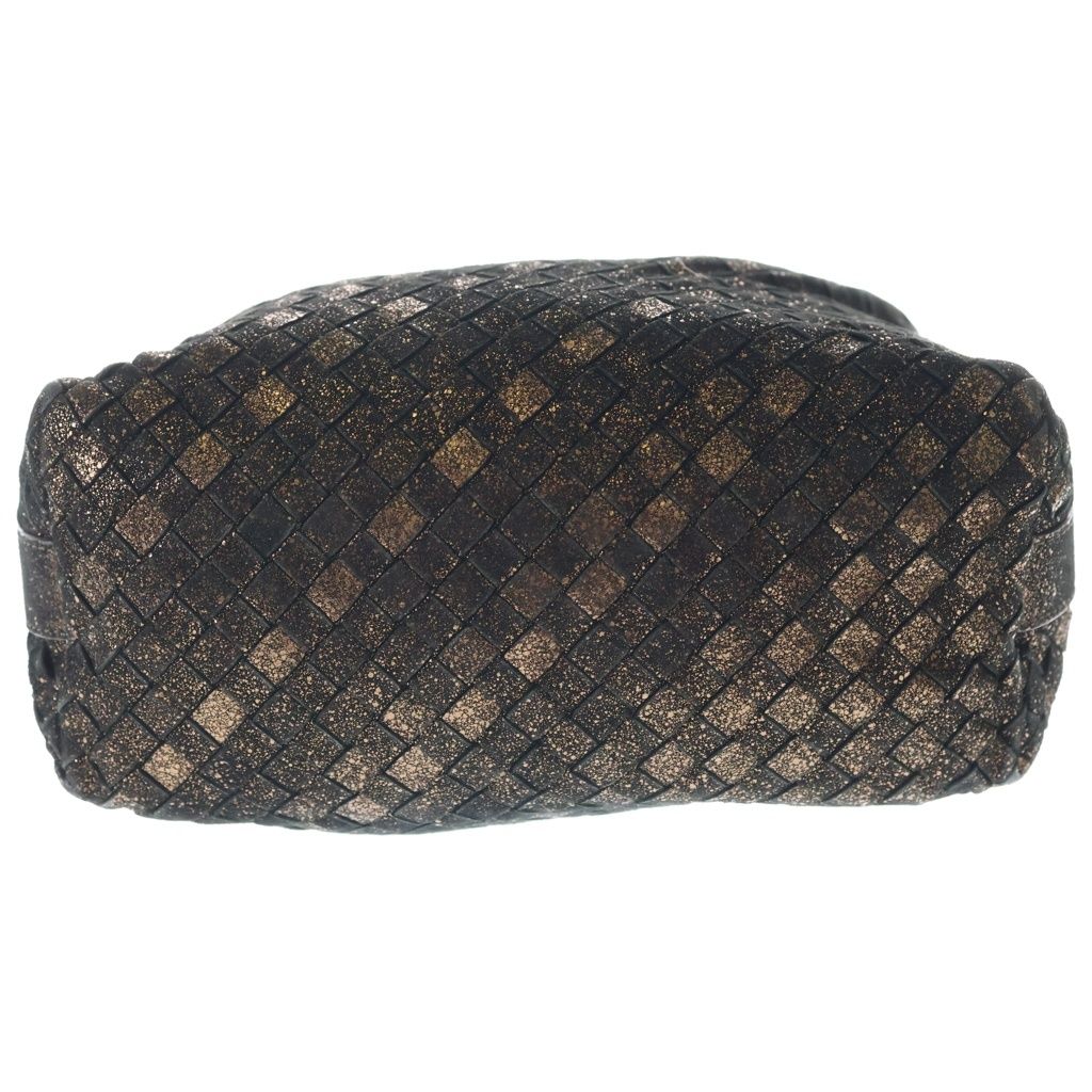 Bottega Veneta Intrecciato Lame Handbag Pouch Case Black Gold Leather — view 4