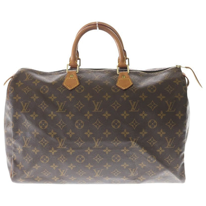 Louis Vuitton Monogram Speedy 40 Boston Bag Brown Leather Gold