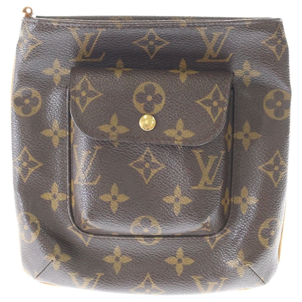 Louis Vuitton Monogram Partition Pouch Case Clutch Brown Leather Gold