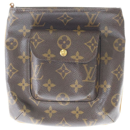 Louis Vuitton Monogram Partition Pouch Case Clutch Brown Leather Gold