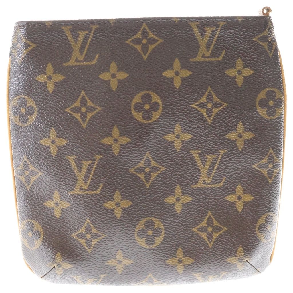 Louis Vuitton Monogram Partition Pouch Case Clutch Brown Leather Gold — view 2
