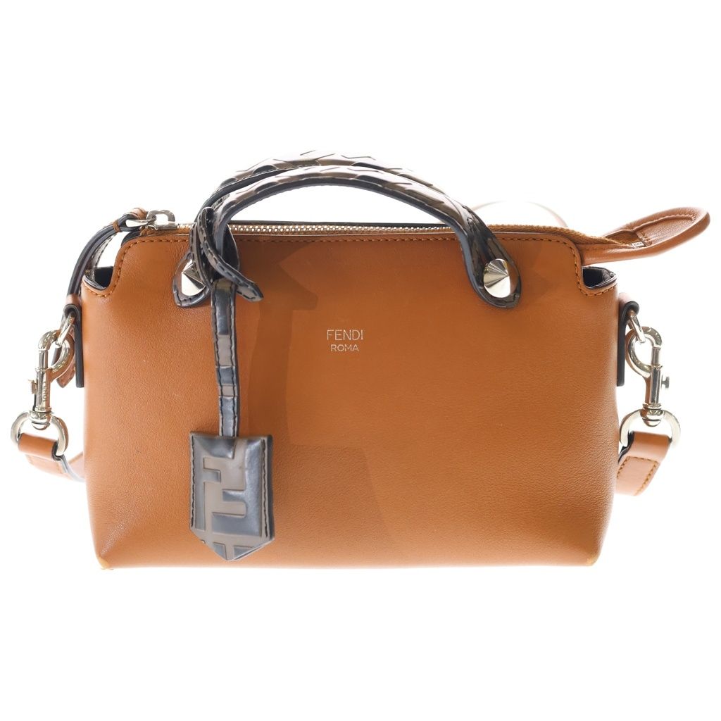 Fendi by the Way Small Mini Shoulder Bag Brown Leather Silver