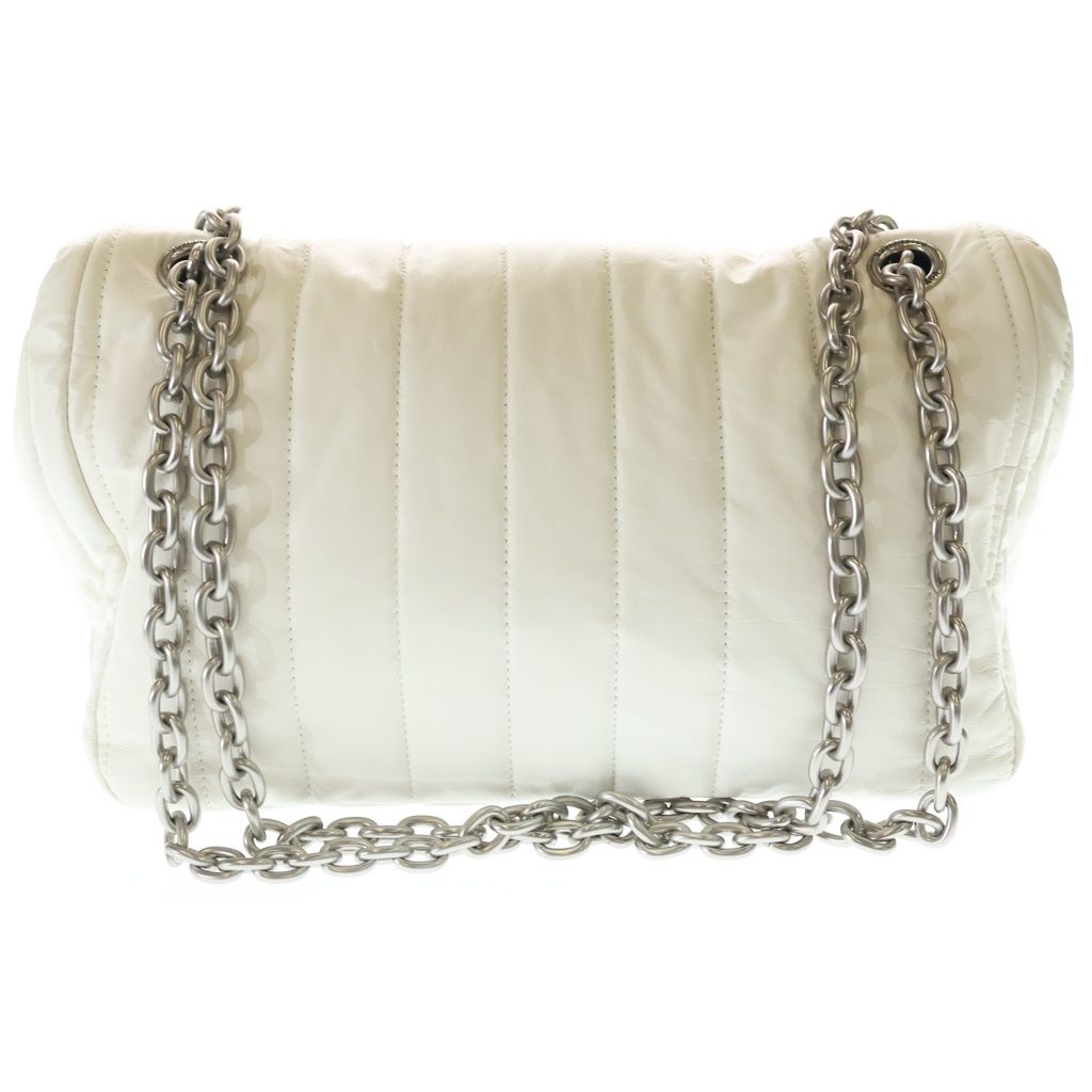 Balenciaga Monaco M Chain Shoulder Bag White Leather Silver — view 2