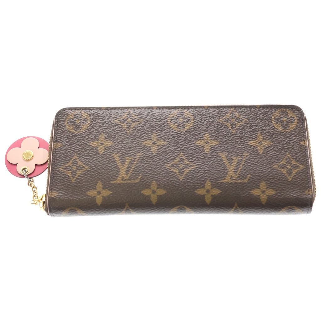 Louis Vuitton Portefeuille Clemence Flower Charm Monogram Leather Zippy Wallet