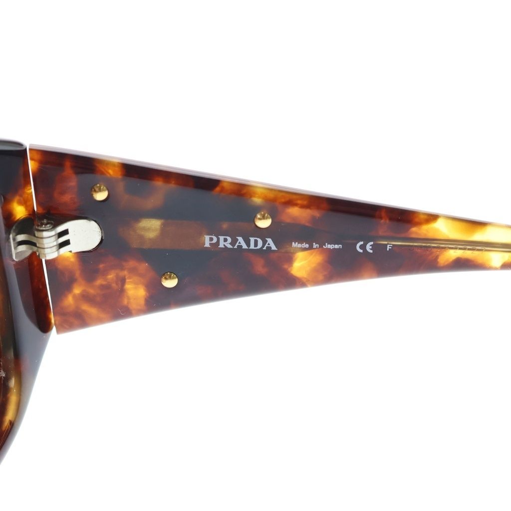 Prada Triangle Plate Sunglasses Brown Frame Gradient Lens 59 15 Gold Eyewear — view 6