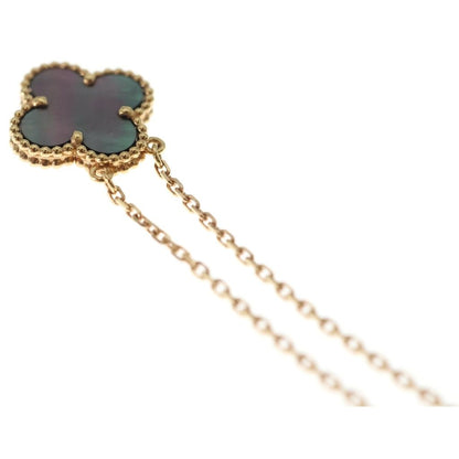 Van Cleef & Arpels Alhambra Gray Mother of Pearl Necklace Pendant Chain Pink — view 5