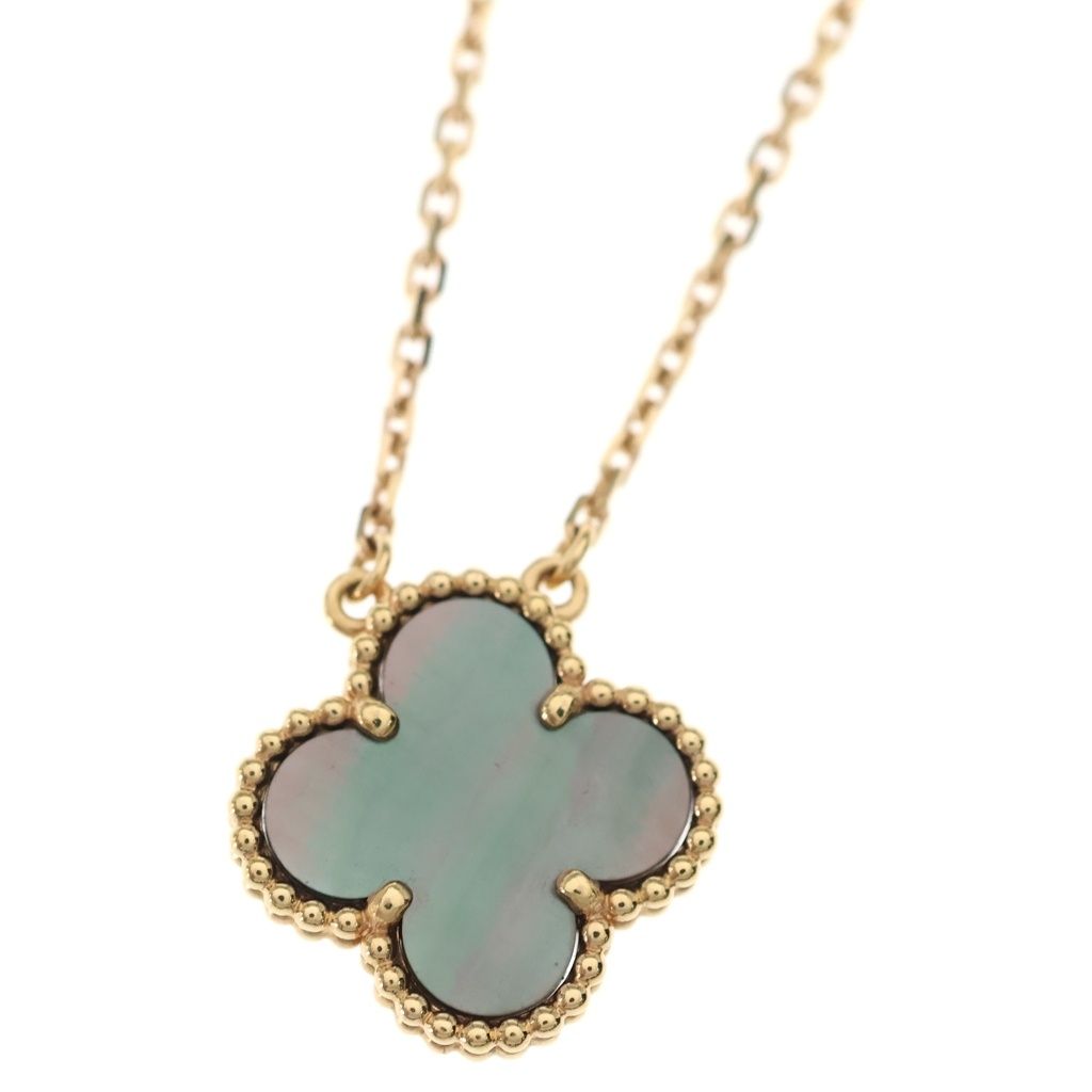 Van Cleef & Arpels Alhambra Gray Mother of Pearl Necklace Pendant Chain Pink — view 3