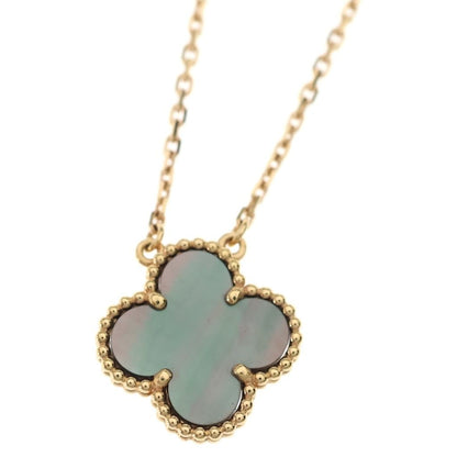 Van Cleef & Arpels Alhambra Gray Mother of Pearl Necklace Pendant Chain Pink — view 3