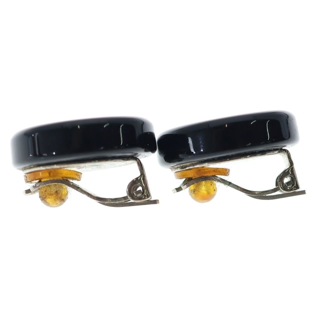 Chanel CC Logo Round Earrings Gold Black — view 4