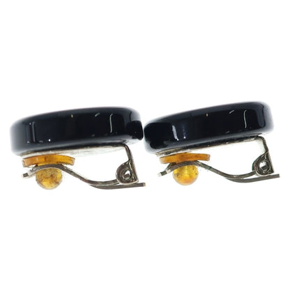 Chanel CC Logo Round Earrings Gold Black — view 4
