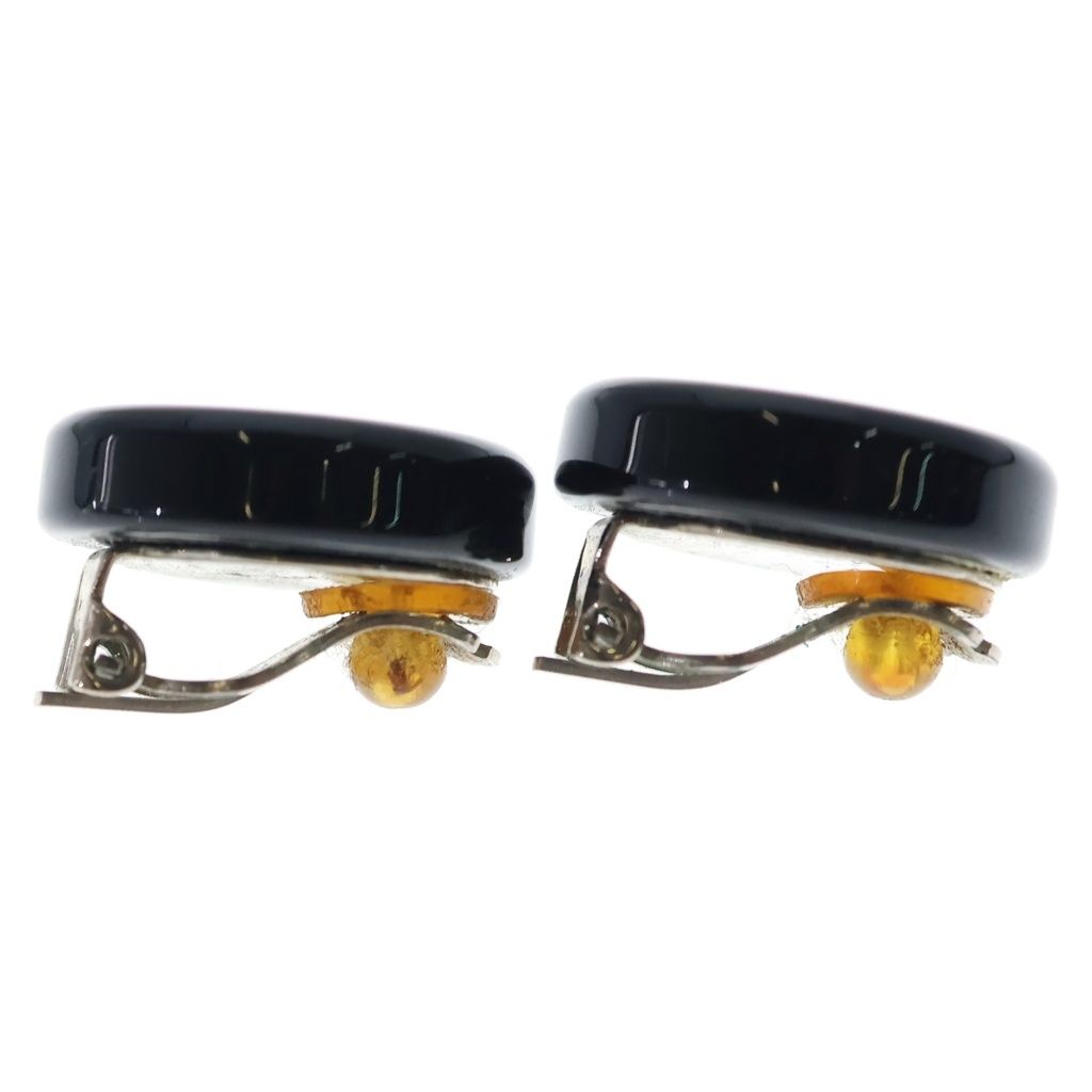 Chanel CC Logo Round Earrings Gold Black — view 3
