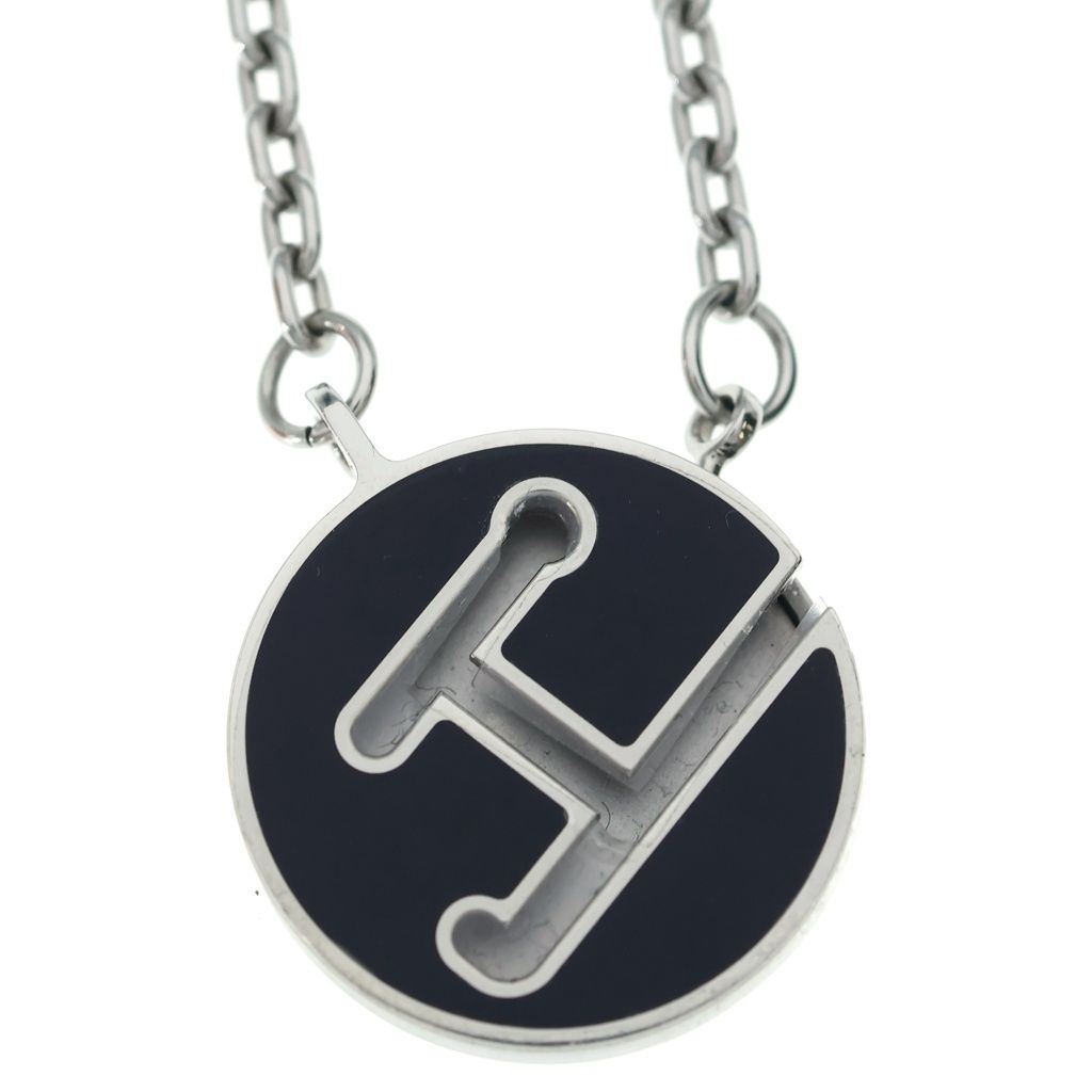 Hermes Labyrinth Necklace Pendant Chain Black Silver — view 3
