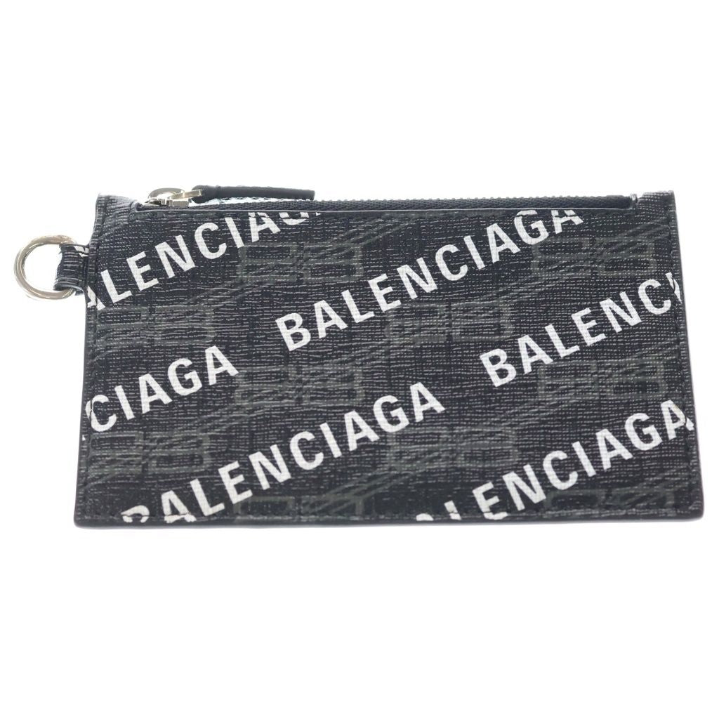 Balenciaga Logo Print Card Case Black