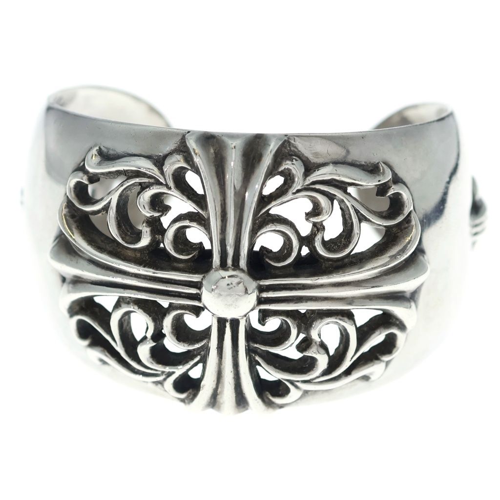 Chrome Hearts Flrl Crs Calf Floral Cross Wide Silver Bracelet — view 4