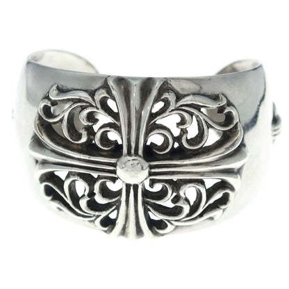 Chrome Hearts Flrl Crs Calf Floral Cross Wide Silver Bracelet — view 4