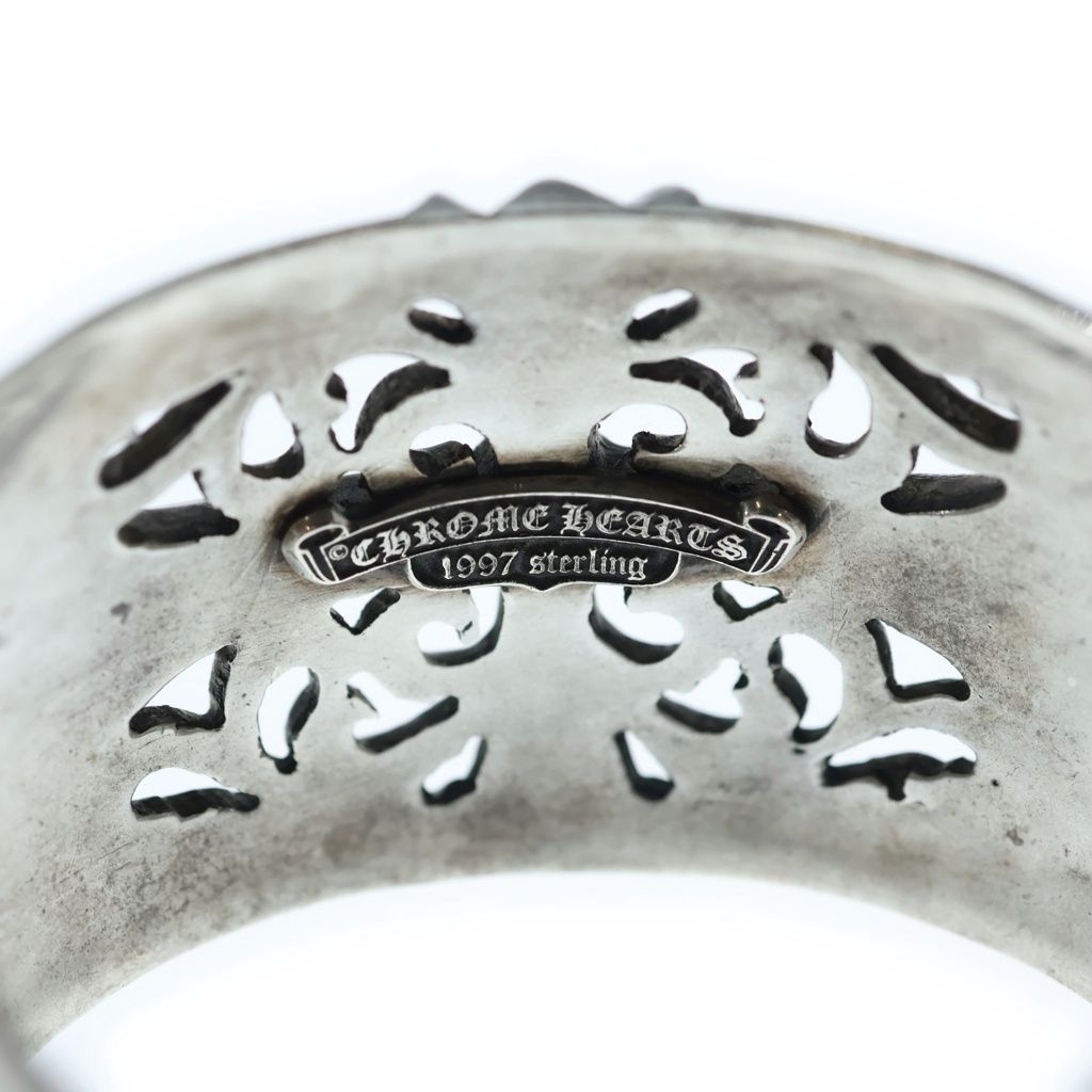 Chrome Hearts Flrl Crs Calf Floral Cross Wide Silver Bracelet — view 5