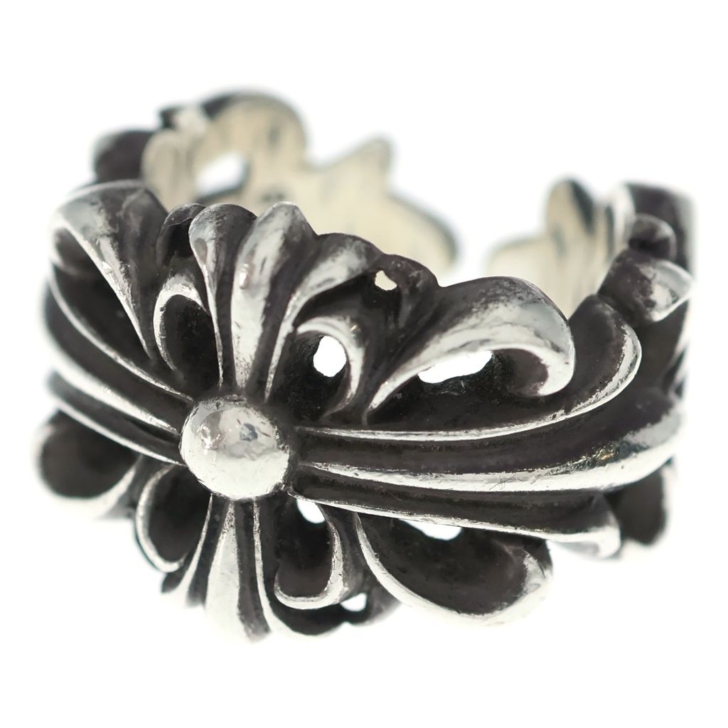 Chrome Hearts Dbl Flrl Crs Double Floral Cross Ring Silver