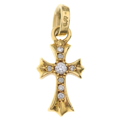 Chrome Hearts 22k Crs Baby Fat P Dia Fat Cross Pave Diamond Pendant Top Gold