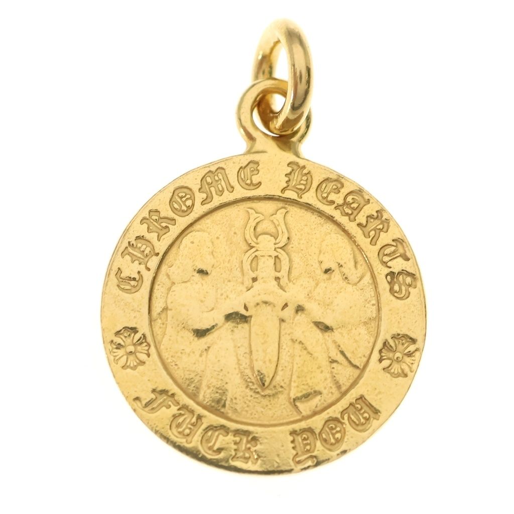 Chrome Hearts 22k Chrm Angl Mdl Angel Medal Pendant Top Gold