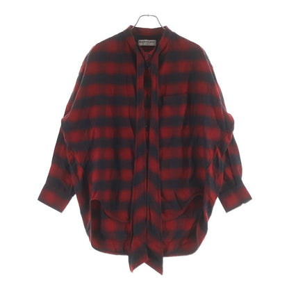 Balenciaga Check Shirt Back Logo Print Long Sleeve Red