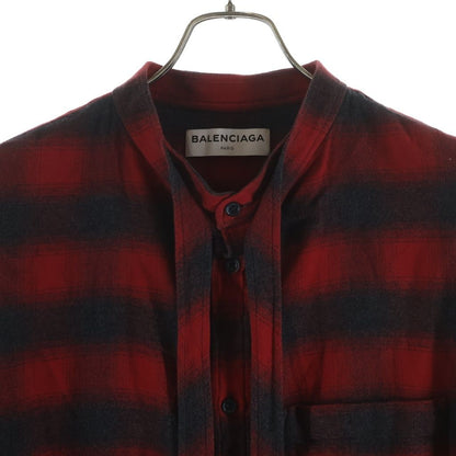 Balenciaga Check Shirt Back Logo Print Long Sleeve Red — view 3