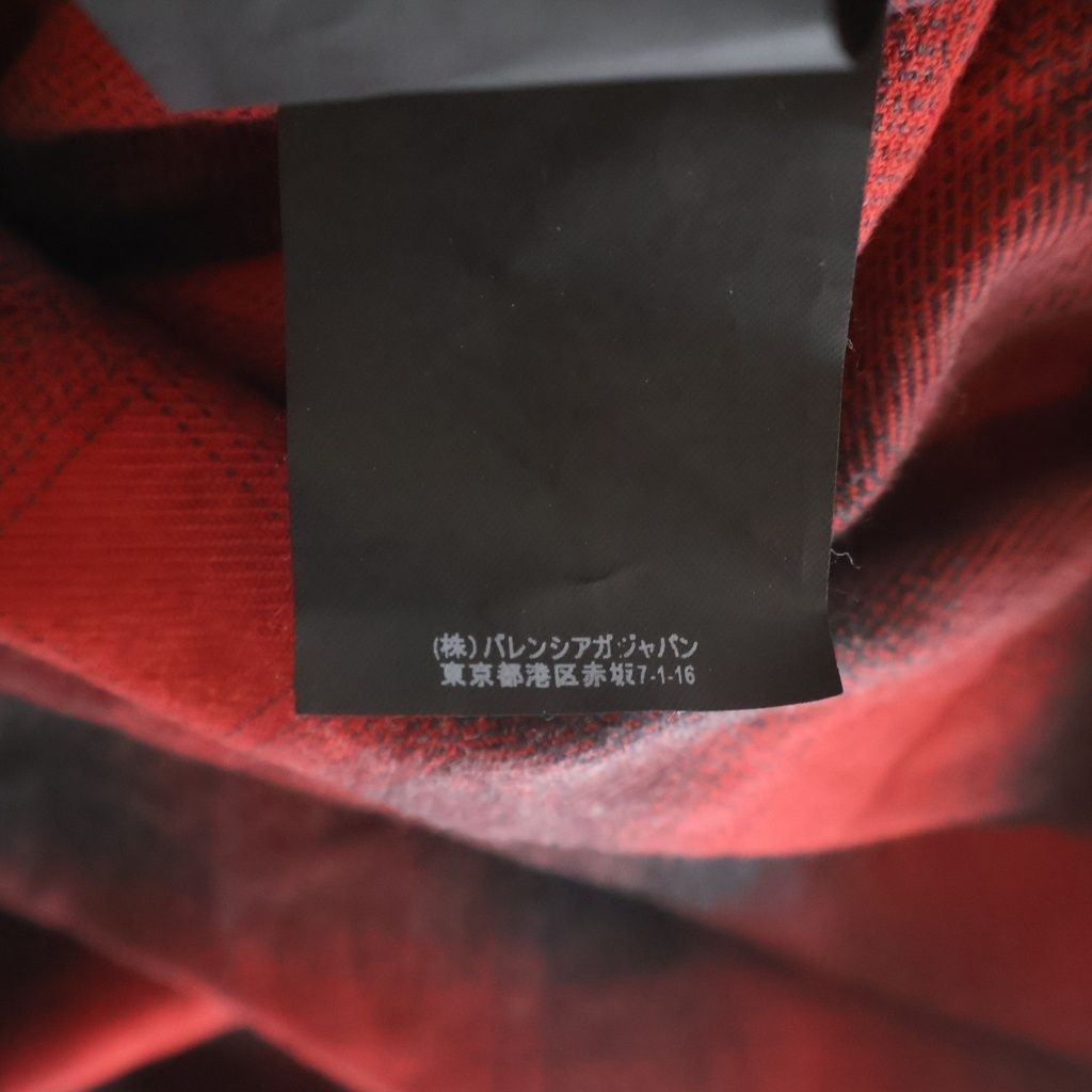 Balenciaga Check Shirt Back Logo Print Long Sleeve Red — view 8
