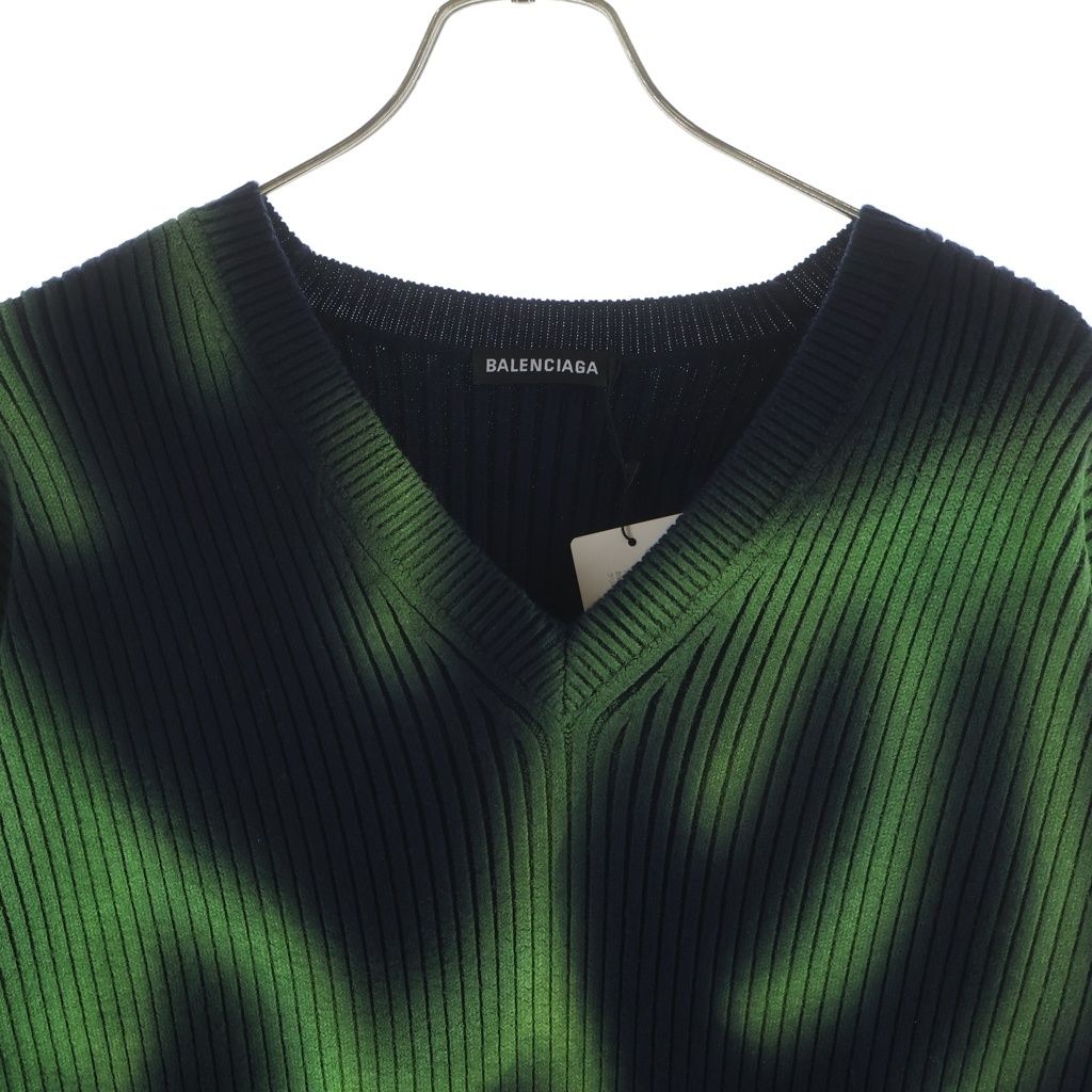 Balenciaga Flame Oversize Neck Sweater Green Navy — view 3