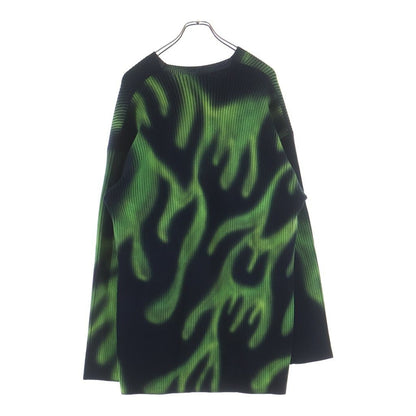 Balenciaga Flame Oversize Neck Sweater Green Navy — view 2