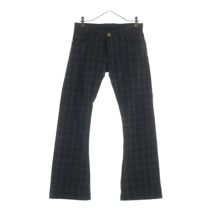 Chrome Hearts Cross Ball Button Wool Check Pattern Flong Pants Gray