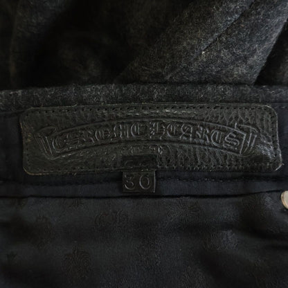 Chrome Hearts Cross Ball Button Wool Check Pattern Flong Pants Gray — view 7