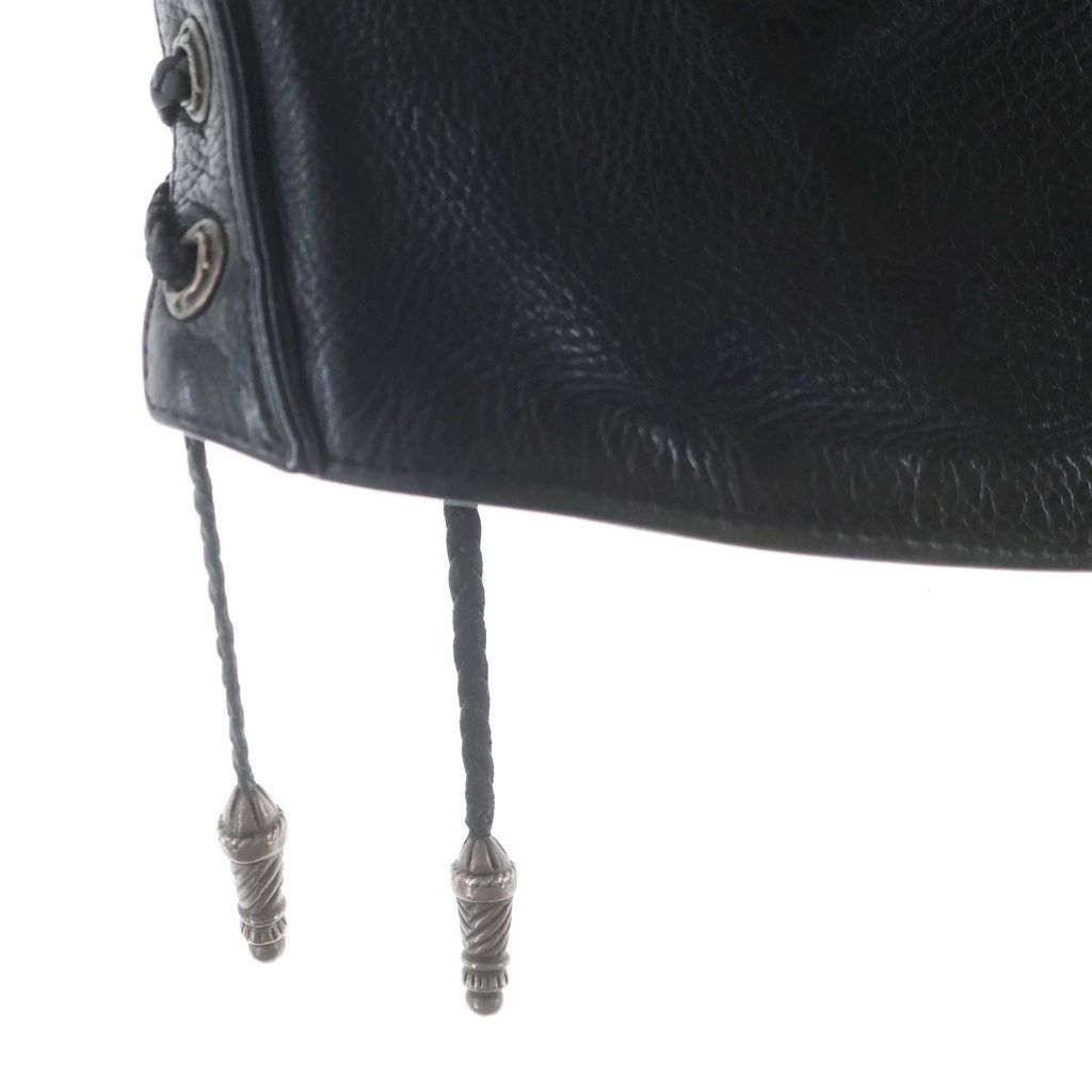 Chrome Hearts Frnt Zip Side Lace Up Dagger Zip Up Leather Vest — view 6