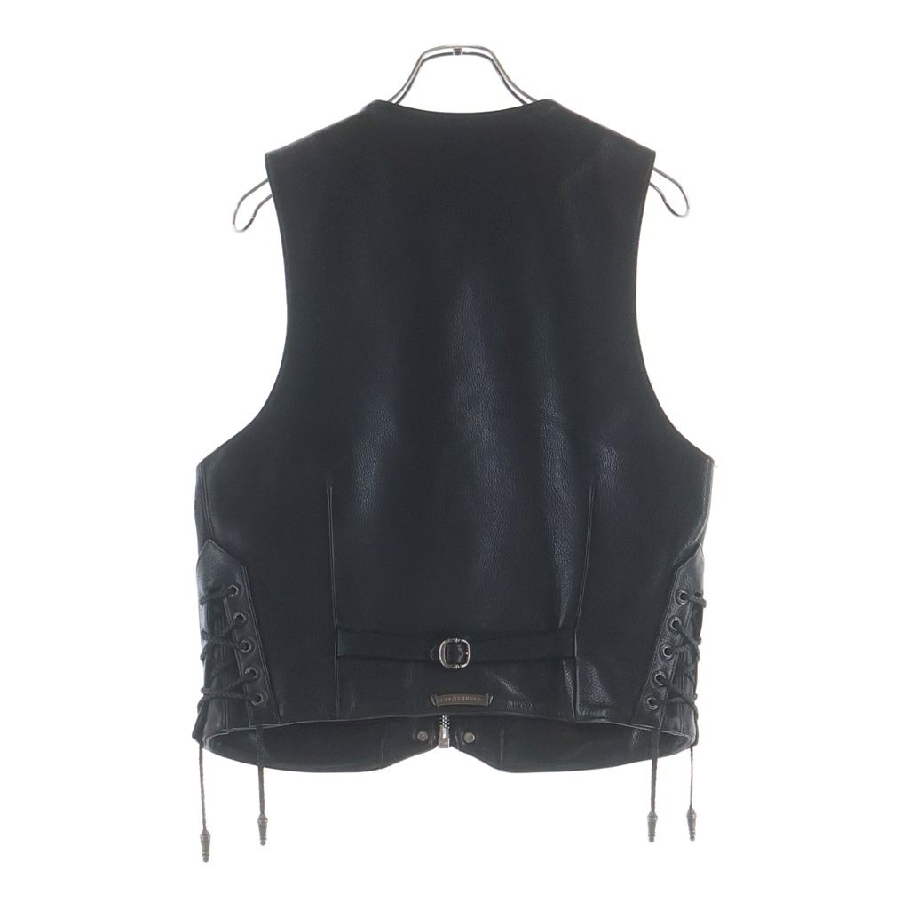 Chrome Hearts Frnt Zip Side Lace Up Dagger Zip Up Leather Vest — view 2