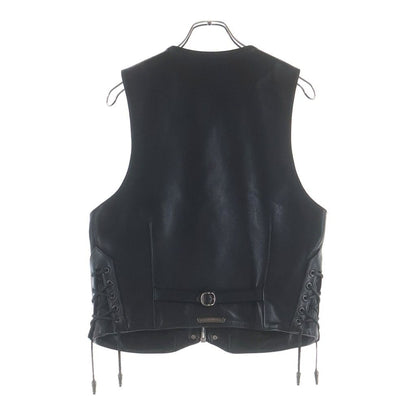 Chrome Hearts Frnt Zip Side Lace Up Dagger Zip Up Leather Vest — view 2