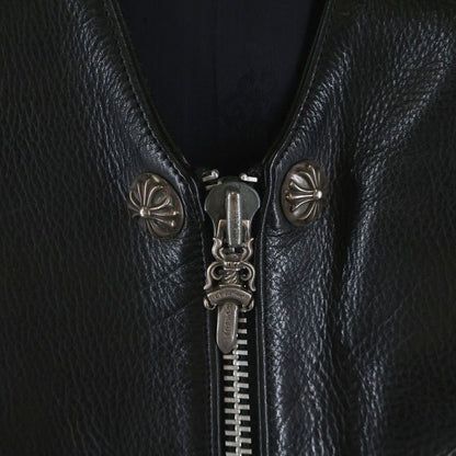 Chrome Hearts Frnt Zip Side Lace Up Dagger Zip Up Leather Vest — view 5