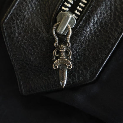 Chrome Hearts Frnt Zip Side Lace Up Dagger Zip Up Leather Vest — view 7