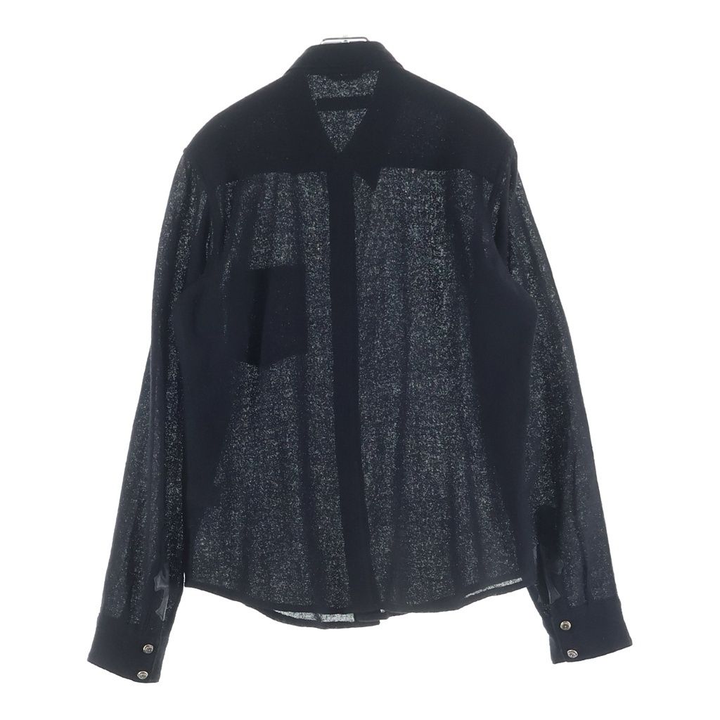 Chrome Hearts Sleeve Leather Cross Patch Floral Button Virgin Wool Long Shirt — view 2