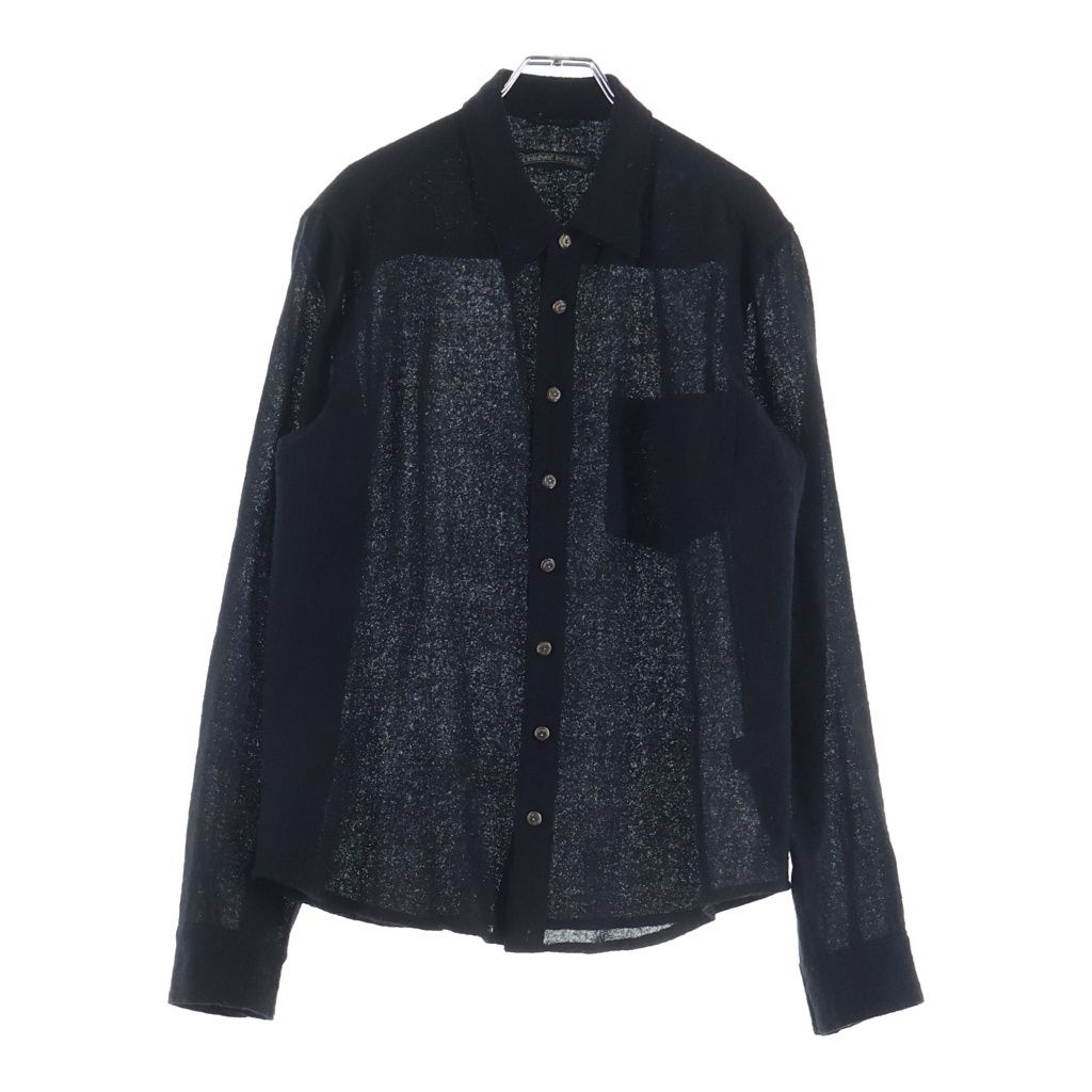 Chrome Hearts Sleeve Leather Cross Patch Floral Button Virgin Wool Long Shirt