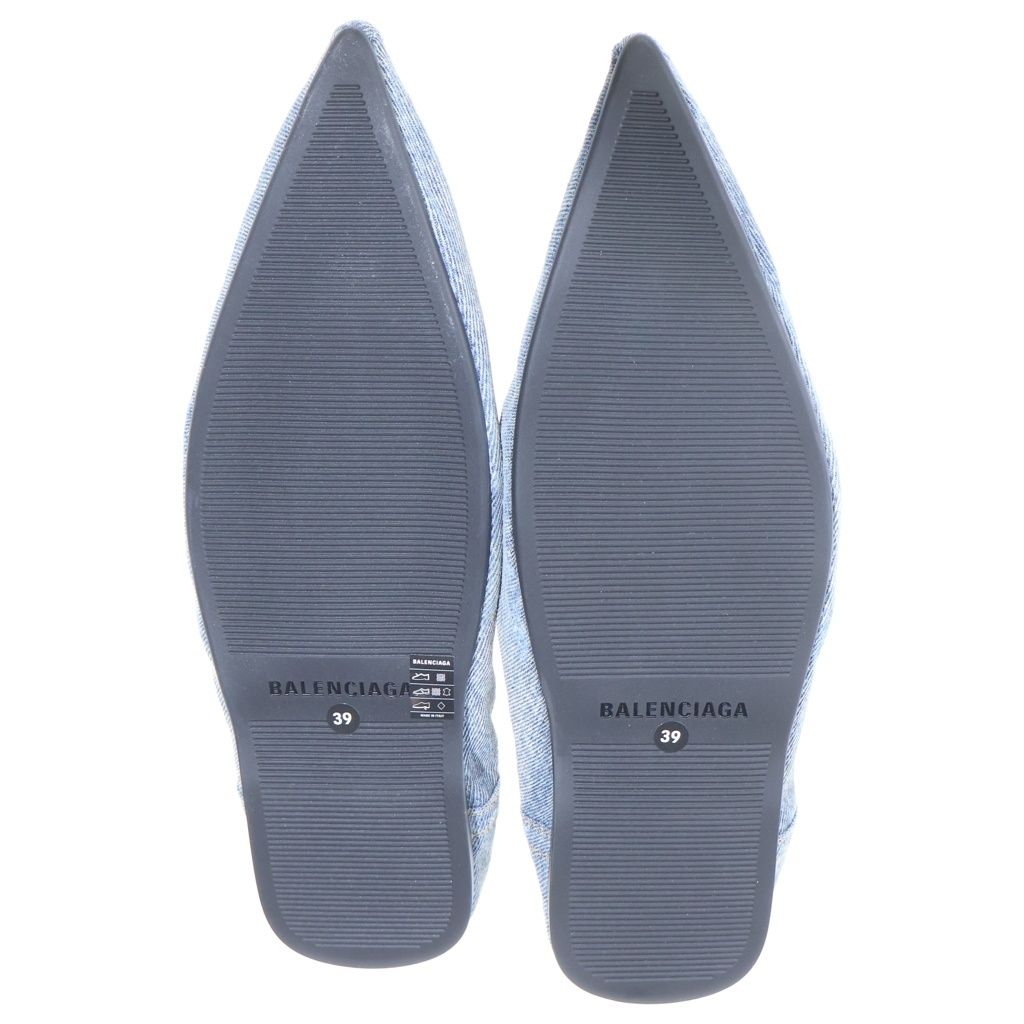 Balenciaga Pointed Denim Mules Flat Indigo Blue — view 5
