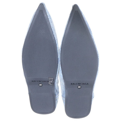 Balenciaga Pointed Denim Mules Flat Indigo Blue — view 5