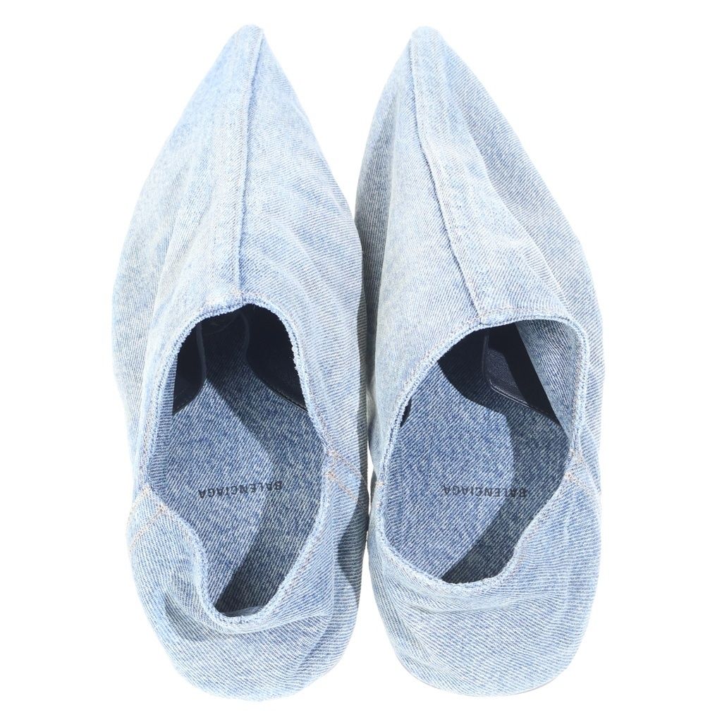 Balenciaga Pointed Denim Mules Flat Indigo Blue — view 4