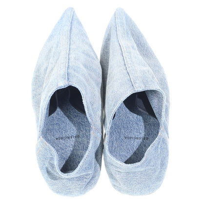 Balenciaga Pointed Denim Mules Flat Indigo Blue — view 4