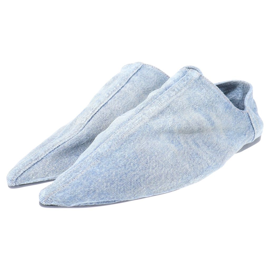 Balenciaga Pointed Denim Mules Flat Indigo Blue — view 2