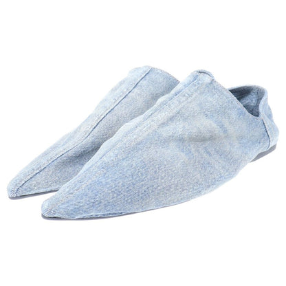 Balenciaga Pointed Denim Mules Flat Indigo Blue — view 2