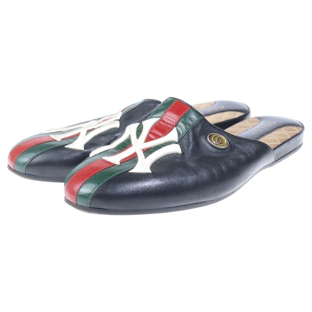 Gucci New York Yankees Princetown Leather Slipper New Prince Town Slippers Black — view 2