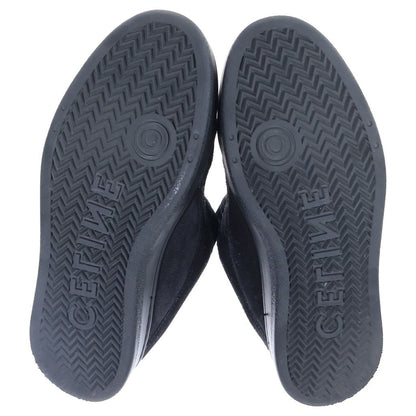 Celine Triomphe Huntington Suede Lace Up Low Cut Sneakers Black — view 5