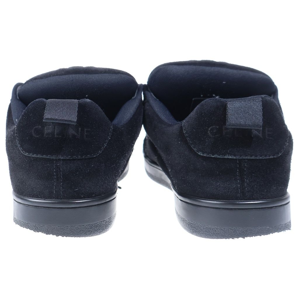 Celine Triomphe Huntington Suede Lace Up Low Cut Sneakers Black — view 3
