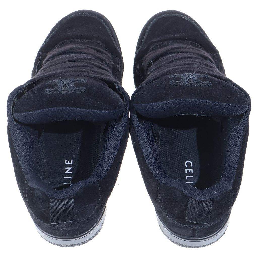 Celine Triomphe Huntington Suede Lace Up Low Cut Sneakers Black — view 4