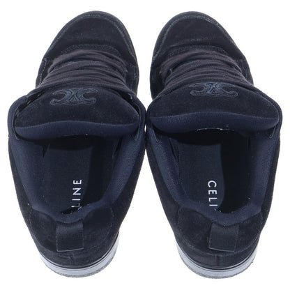 Celine Triomphe Huntington Suede Lace Up Low Cut Sneakers Black — view 4